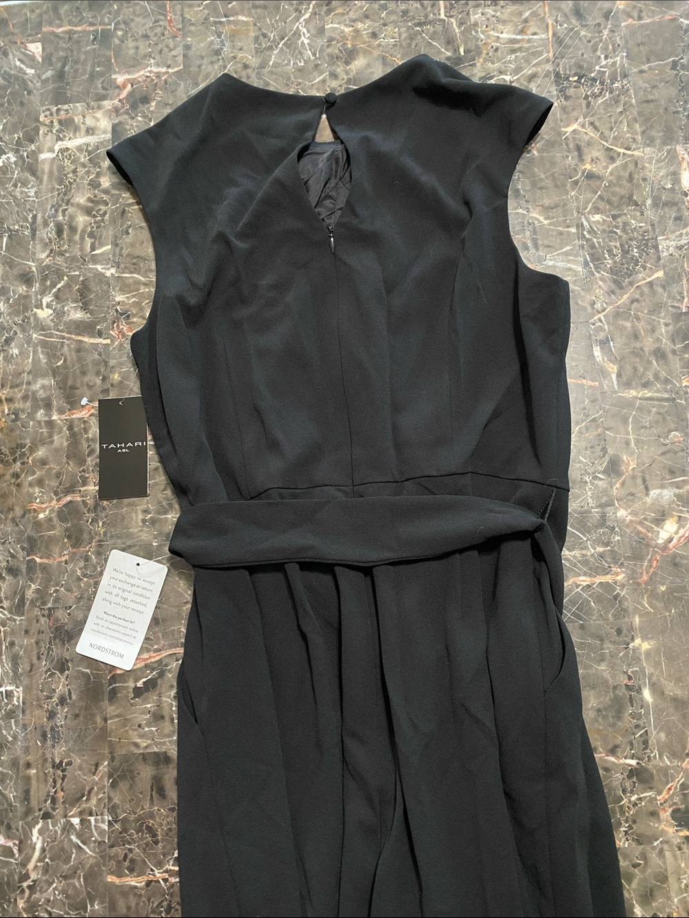Tahari Cross Neck Tie Waist Wide Leg Jumpsuit - Picture 10 of 10